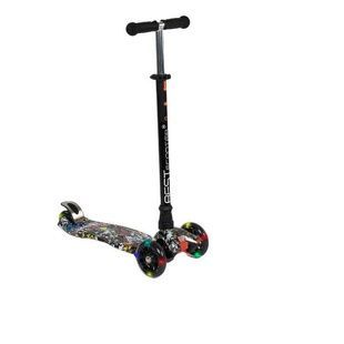 Самокат четырехколесный пластмассовый с подсветкой колес А24642 ​​MAXI Best Scooter Черный