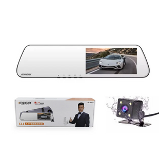 Автомобильное зеркало видеорегистратор DVR C11 metal с двумя камерами