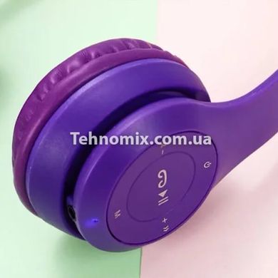 Навушники безпровідні LED з котячими вушками і підсвічуванням Фіолетові