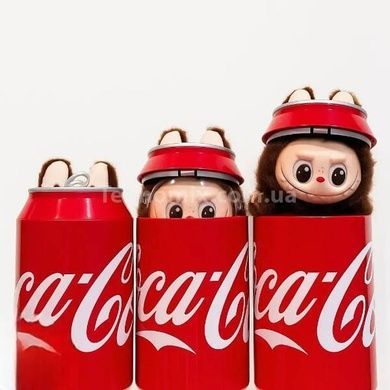 Игрушка-брелок Labubu в банке Coca-Cola Коричневый персонаж ЛАБУБУ с ушками