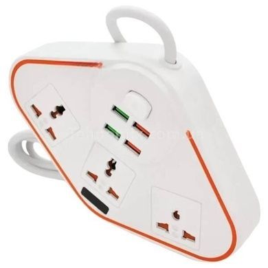 Подовжувач-мережевий фільтр 3-220V / 4-USB / 3.4A Anti-Static BKL-07 Power Socket Білий
