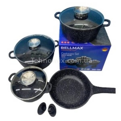 Набір посуду 9 предметів Bellmax Cookware Set BM-120 Чорний