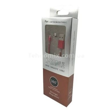 Магнітний кабель 3 в 1 USB - microUSB / Lightning / Type-C Червоний