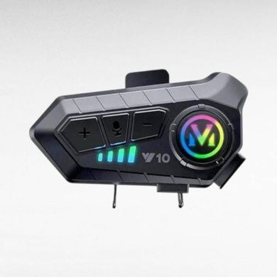 Мотогарнитура беспроводная на шлем с мягким микрофоном и подсветкой Bluetooth 5.3 Y10 Черная