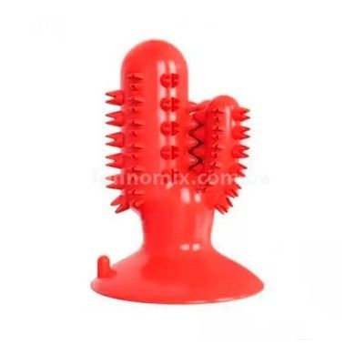 Игрушка для собак Bronzedog PetFun Dental кактус на присоске Красный