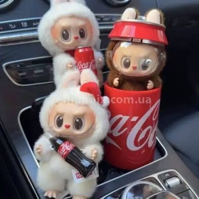 Игрушка-брелок Labubu в банке Coca-Cola Коричневый персонаж ЛАБУБУ с ушками