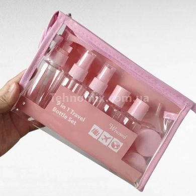 Набір дорожніх ємностей 9in1 Travel Bottle Set Рожевий