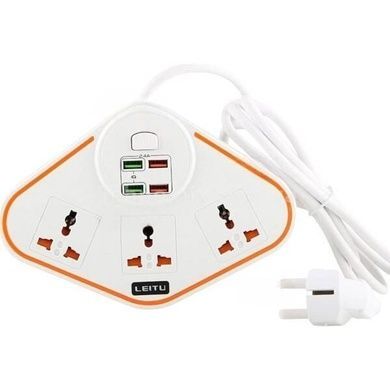 Подовжувач-мережевий фільтр 3-220V / 4-USB / 3.4A Anti-Static BKL-07 Power Socket Білий