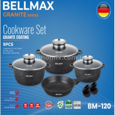 Набір посуду 9 предметів Bellmax Cookware Set BM-120 Чорний