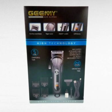 Машинка для стрижки волосся зі змінними насадками акумуляторна GEEMY-6723 Чорна