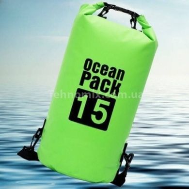 Водонепроницаемый гермомешок туристический Waterproof Bag 15л Зеленый