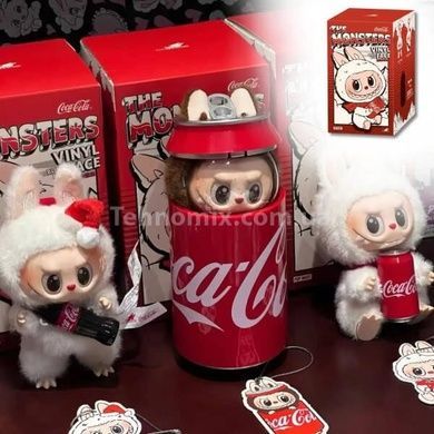 Игрушка-брелок Labubu в банке Coca-Cola Коричневый персонаж ЛАБУБУ с ушками