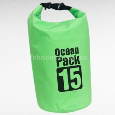 Водонепроницаемый гермомешок туристический Waterproof Bag 15л Зеленый