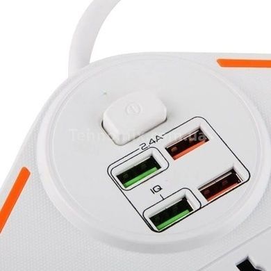 Подовжувач-мережевий фільтр 3-220V / 4-USB / 3.4A Anti-Static BKL-07 Power Socket Білий