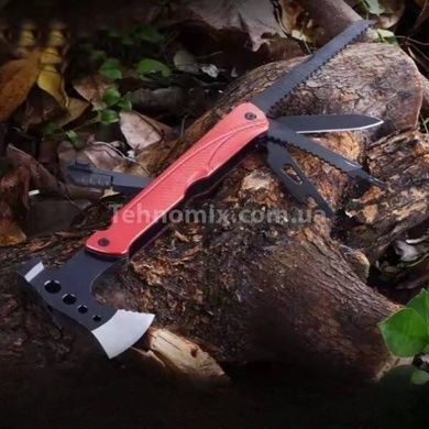 Сокира туристична багатофункціональна 22,5*9см 440гр Чорний з червоним