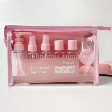 Набір дорожніх ємностей 9in1 Travel Bottle Set Рожевий