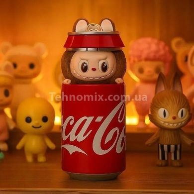 Игрушка-брелок Labubu в банке Coca-Cola Коричневый персонаж ЛАБУБУ с ушками