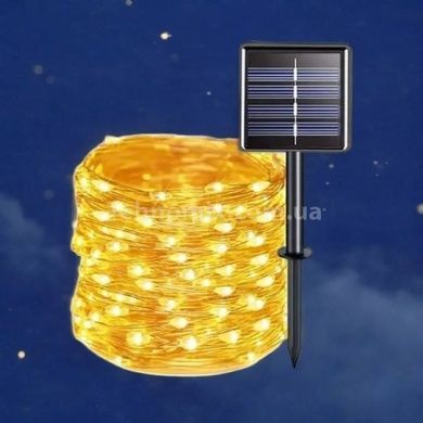 Гірлянда Крапля роси RGB із сонячною панеллю 10м 100led SFK-15 Теплий білий