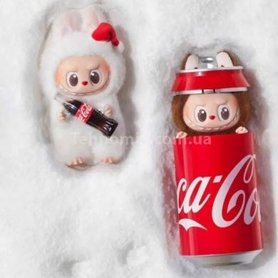 Игрушка-брелок Labubu в банке Coca-Cola Коричневый персонаж ЛАБУБУ с ушками