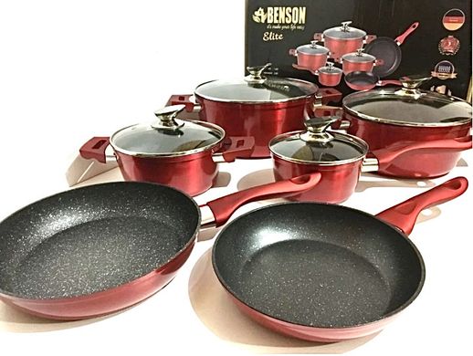 Набір посуду Benson з 10 предметів Червоний BN-335