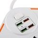 Подовжувач-мережевий фільтр 3-220V / 4-USB / 3.4A Anti-Static BKL-07 Power Socket Білий