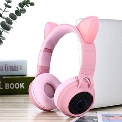 Бездротові навушники Bluetooth з котячими вушками LED BT-028C Рожеві