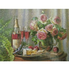 Картина по номерам 30978 "Шампанское и цветы" 40*50 см