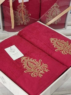 Полотенца подарочные Moz Bantik Bordo набор 2шт