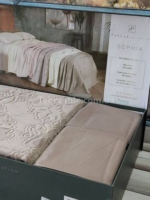 Покривало махрове + простирадло з наволочками Pupilla Sophia lila