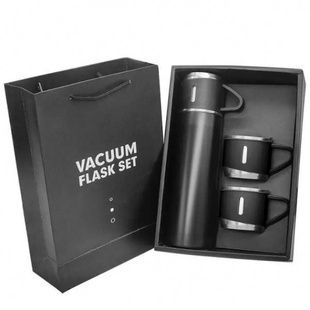 Подарунковий набір термос вакуумний із нержавіючої сталі Vacuum Flask SET Чорний