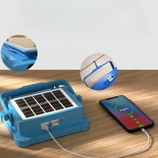 Світлодіодний ліхтар LED з сонячною панеллю з ящиком та відділенням для інструментів X-BAIL ToolBox RY97 Блакитний