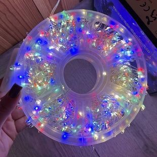 Гірлянда роса лінійна Мішура пухнаста з пультом 50м 1500LED 220V 4501 AND 25-2 Сірий дріт, мультиколор