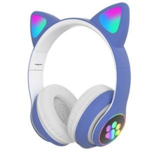 Беспроводные Bluetooth наушники с кошачьими ушками LED CAT EAR P33 Синие