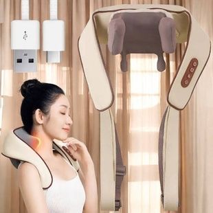 Масажер ударний для шиї та плечей із ІЧ-підігрівом A-Plus Neck massager NEW Бежевий