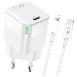 Мережевий зарядний пристрій блок живлення XO CE06 PD 30W lamp display fast Charger Lightning