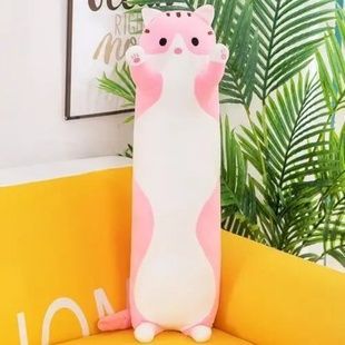 Мягкая игрушка-подушка Кот Батон обнимашка 70см Розовая