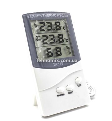 Гігрометр-термометр з виносним датчиком температури TA 318 Білий