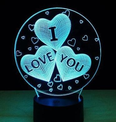 Настольный светильник New Idea 3D Desk Lamp Сердца в шаре "I love you"