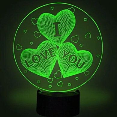 Настільний світильник New Idea 3D Desk Lamp Серця в кулі "I love you"