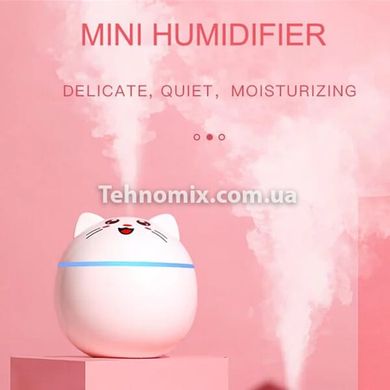 Зволожувач повітря нічник Humidifier Круглий Котик Білий