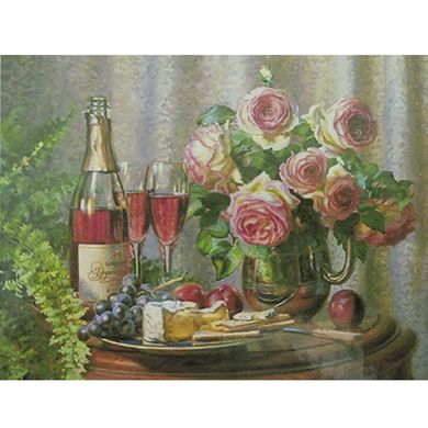 Картина за номерами 30978 "Шампанське та квіти" 40*50 см