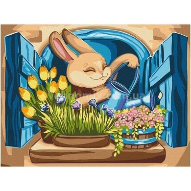 Картина по номерам Зайчик флорист &copy; Olena Lazarenko KBS0139