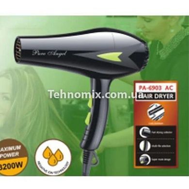 Фен для волосся з іонізацією Pure Angel PA-6903 3200 Вт Чорний