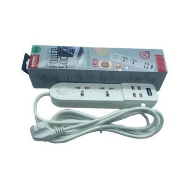 Сетевой удлинитель 2 разъема / 4-USB / 3.4A Anti-Static BKL-02 Power Socket Белый