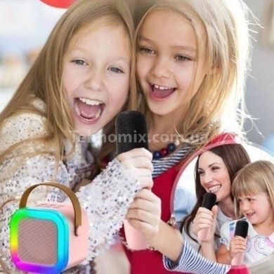 Караоке дитяче з LED підсвічуванням з одним мікрофоном K12 Рожеве