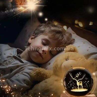 Шар акриловый светящийся Олень 6см с подсветкой на подставке