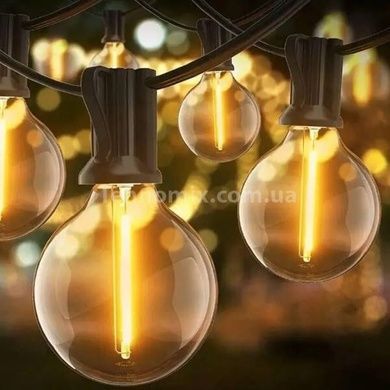 Гирлянда в ретро стиле уличная с солнечной панелью 15м/50 LED НА-92 Черная