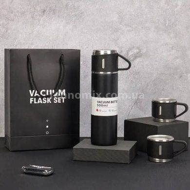 Подарунковий набір термос вакуумний із нержавіючої сталі Vacuum Flask SET Чорний