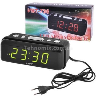 Годинник мережевий VST-738-2 220V Зелений