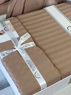 Постільна білизна Romeo Line kahve Сатин-страйп Бавовна Євро розмір
